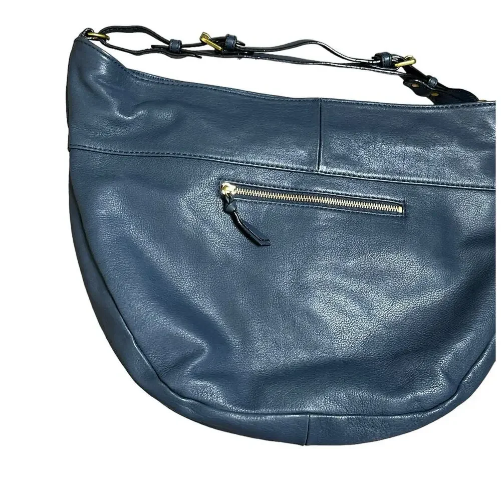 The SAK COLLECTIVE Soft Navy Blue Leather Braided/Woven Boho Hobo Bag - Picture 7 of 10
